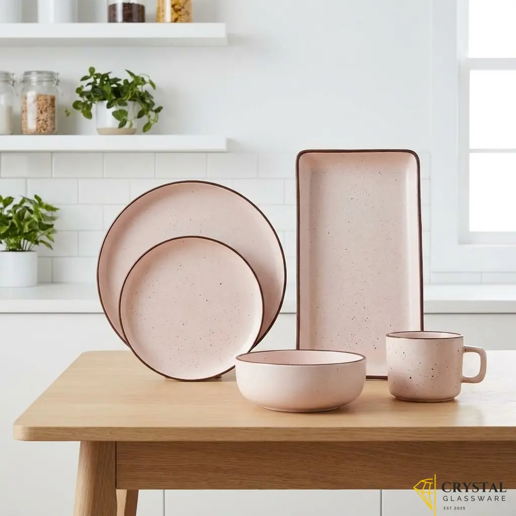 Speckled Serenity ceramic stoneware 17 pc serving set 4 person serving